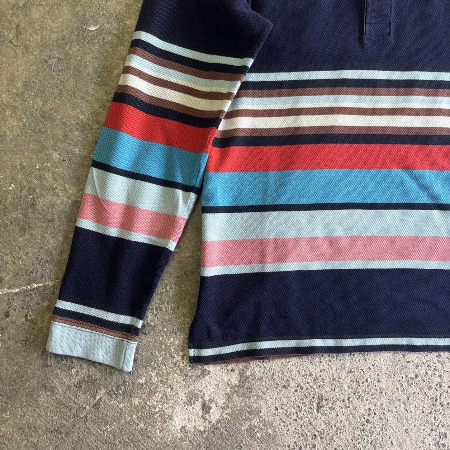 Multi-Coloured Striped Lacoste Long-Sleeve Polo Shirt  | Size S