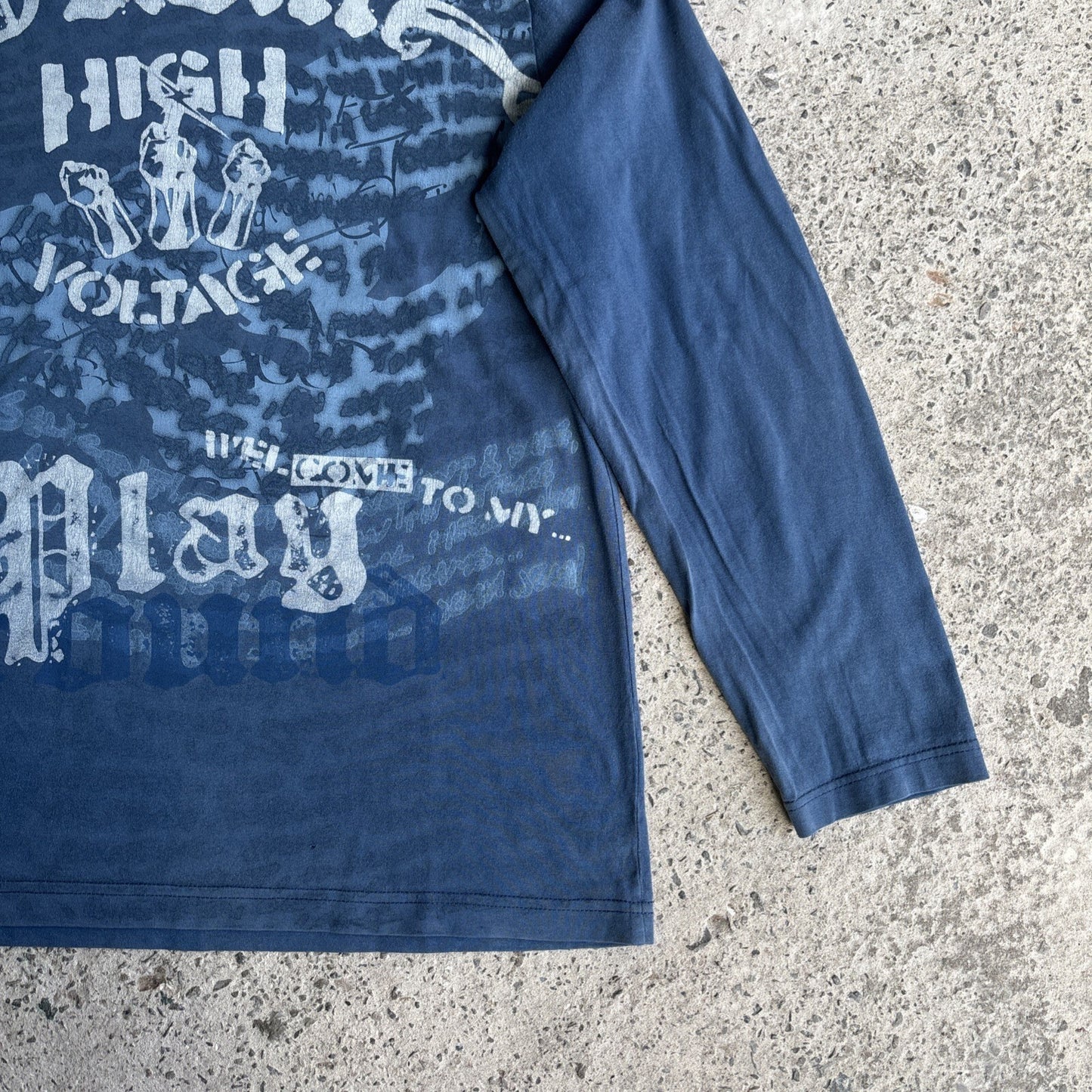 Blue O’Neil Y2K Graffiti Print Long-Sleeve T-Shirt | Size M