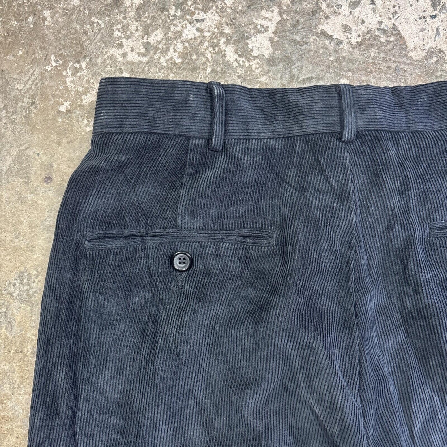 Black Corduroy George Straight Trousers | W30