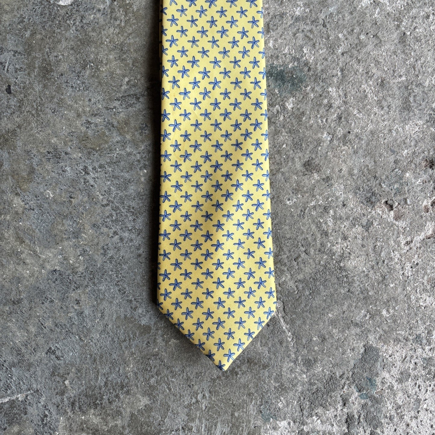 Yellow & Blue Patterned Silk Tie | One Size