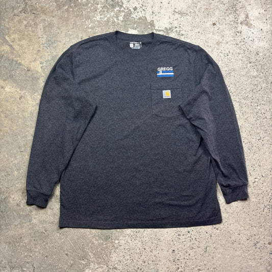 Carhartt Men's Grey Long Sleeve T-Shirt W/ Embroidered Logo | Size: L