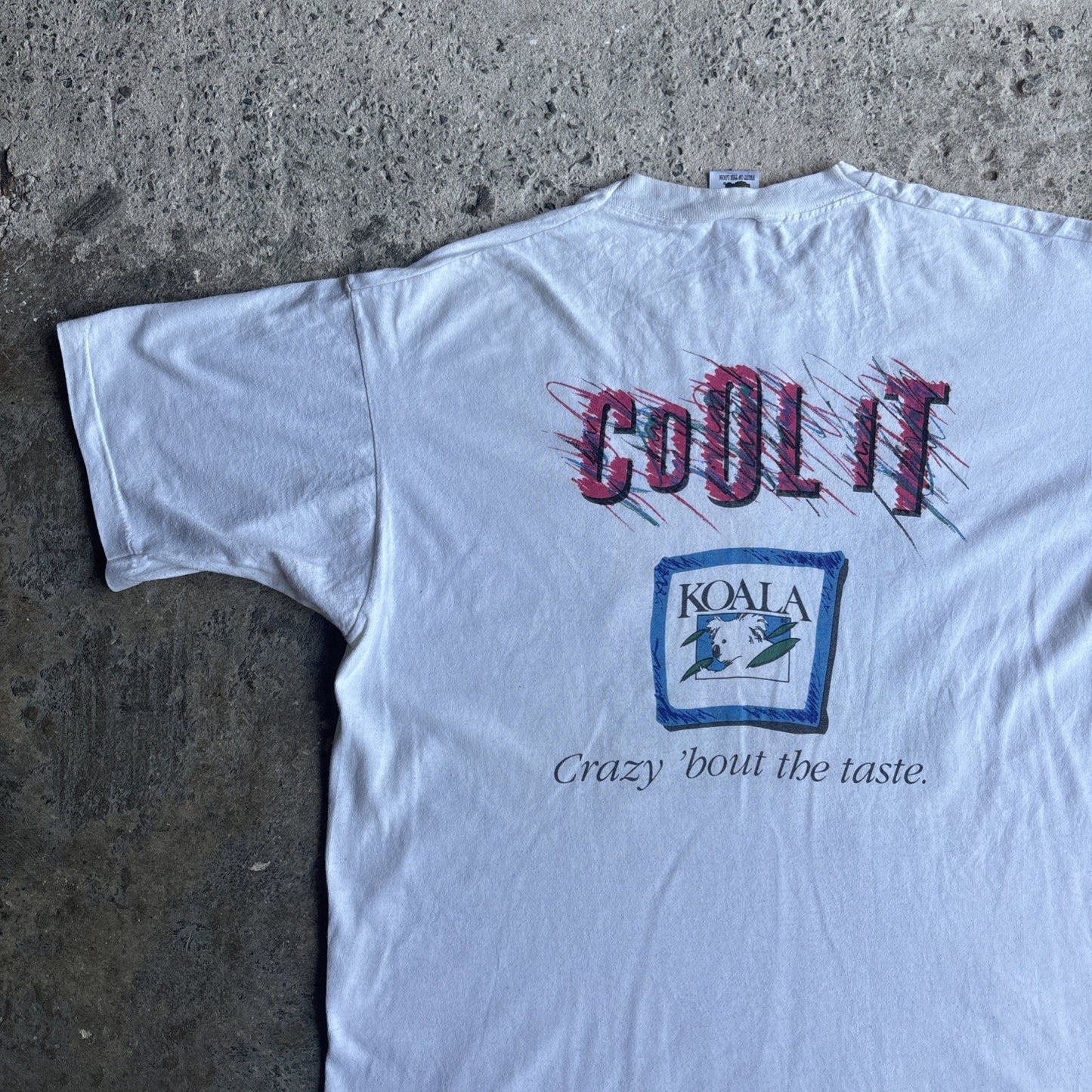 Vintage White Koala Graphic Single Stitch T-shirt | Size XL