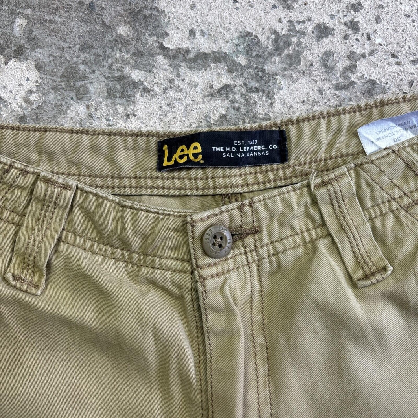 Khaki Green Cotton Lee Cargo Shorts | W30
