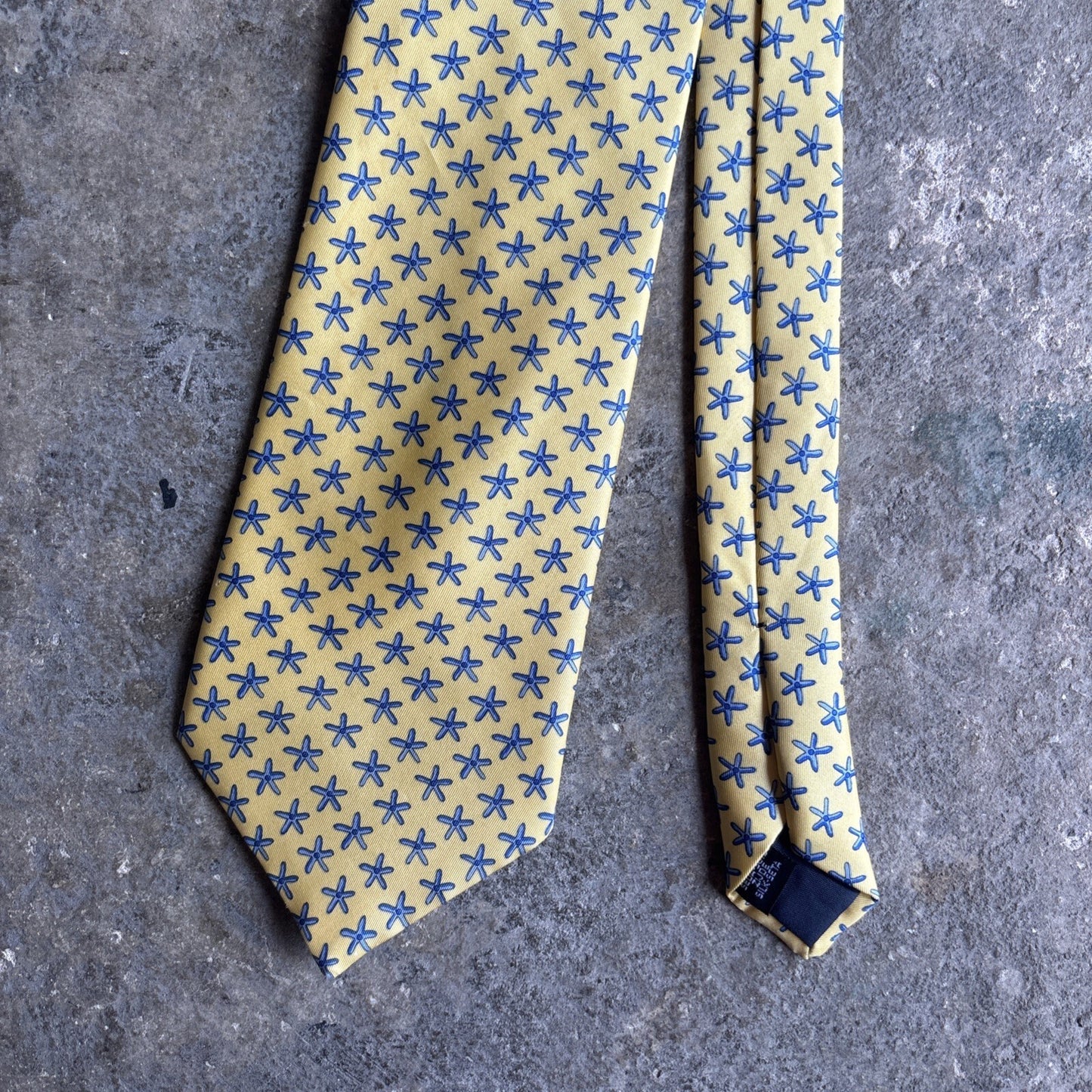 Yellow & Blue Patterned Silk Tie | One Size