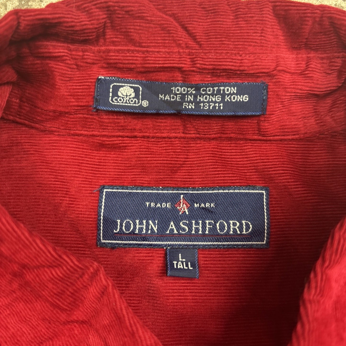 Red Corduroy John Ashford Long Sleeve Button Up Shirt | Size: L