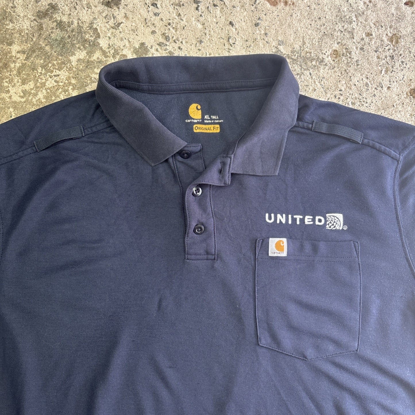 Navy Carhartt Embroidered Chest Pocket Polo Shirt | Size   XL (Tall)