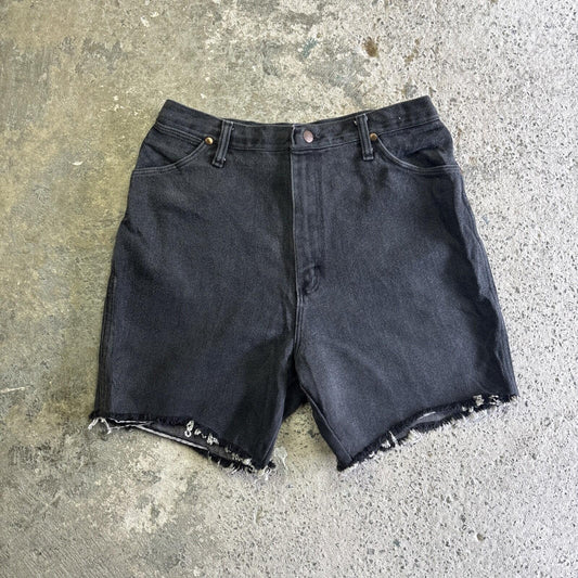 Black Cut Off Wrangler Denim Jean Shorts | W30"