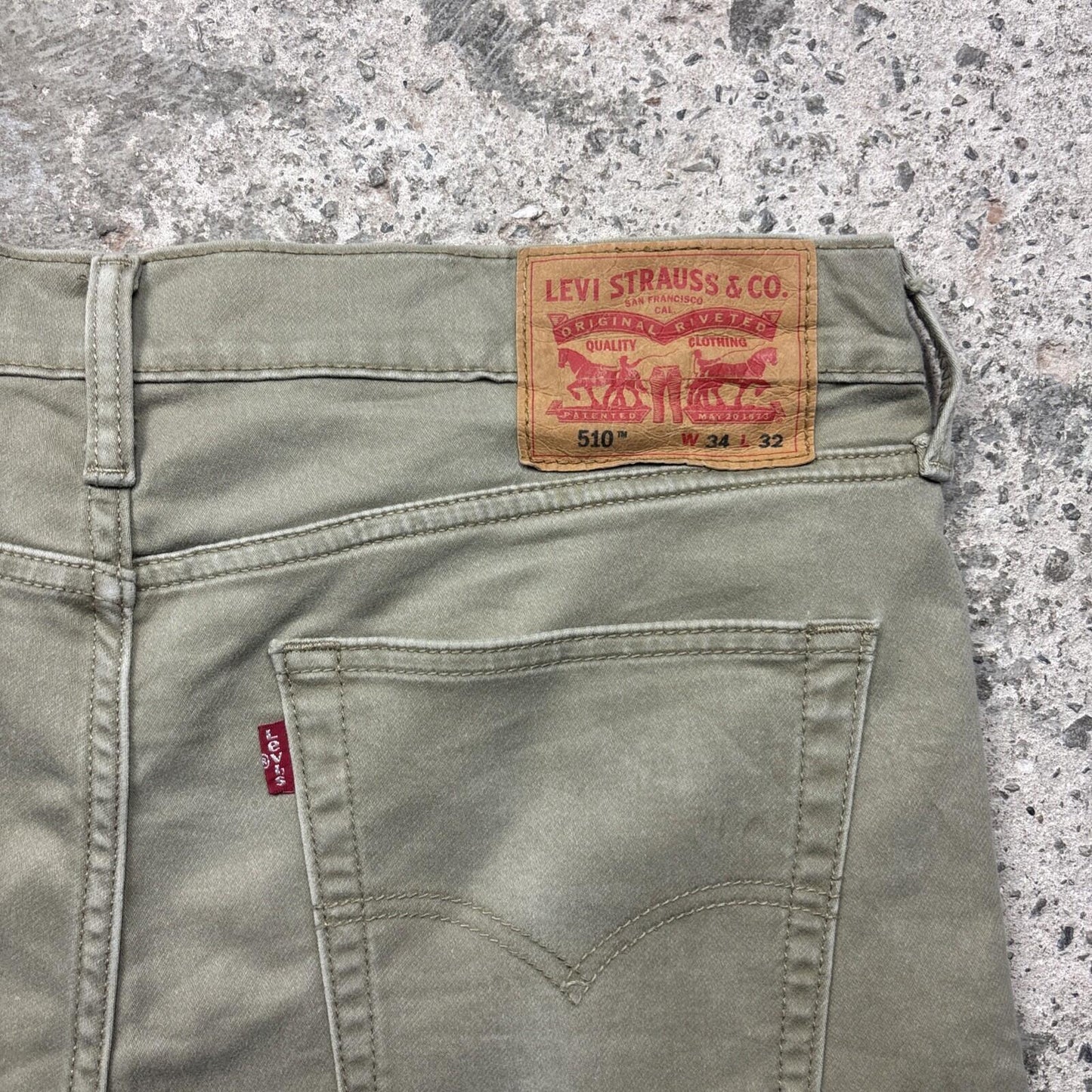Khaki Green Levi’s 510 Cut-Off Cotton Shorts | W34"