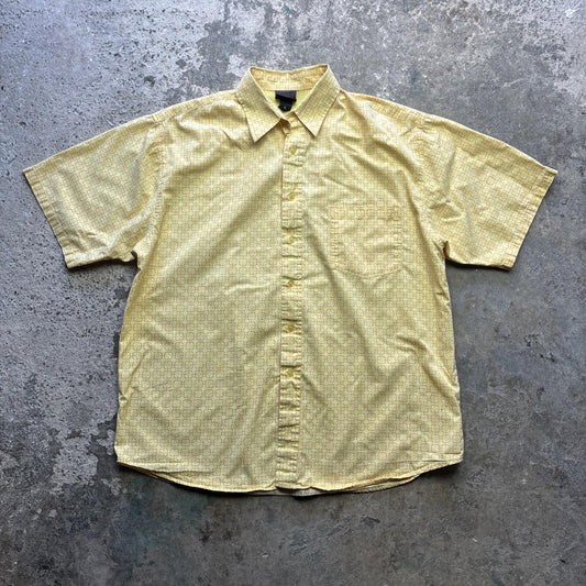 Vintage Yellow Patterned Vans Men’s Short Sleeved Shirt - XL