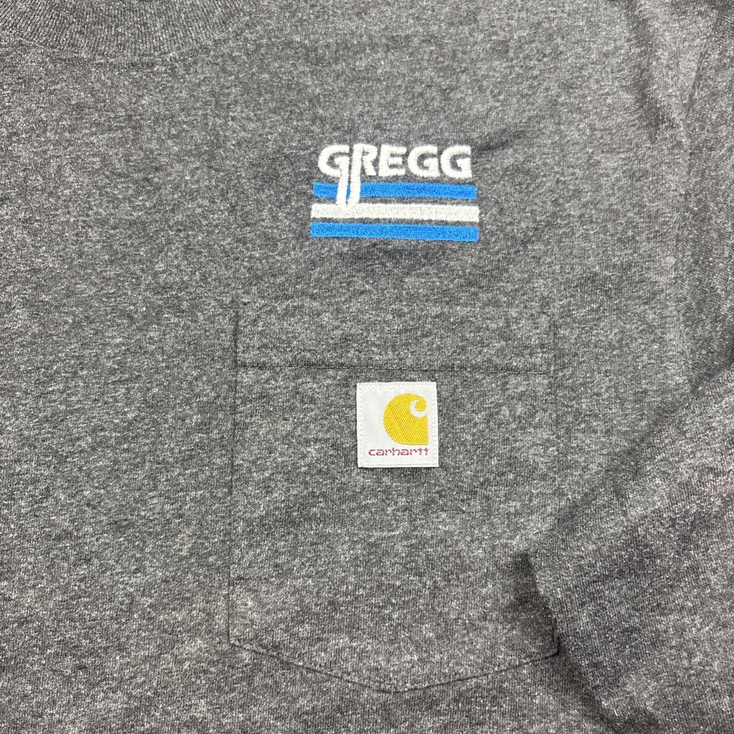 Carhartt Men's Grey Long Sleeve T-Shirt W/ Embroidered Logo | Size: L