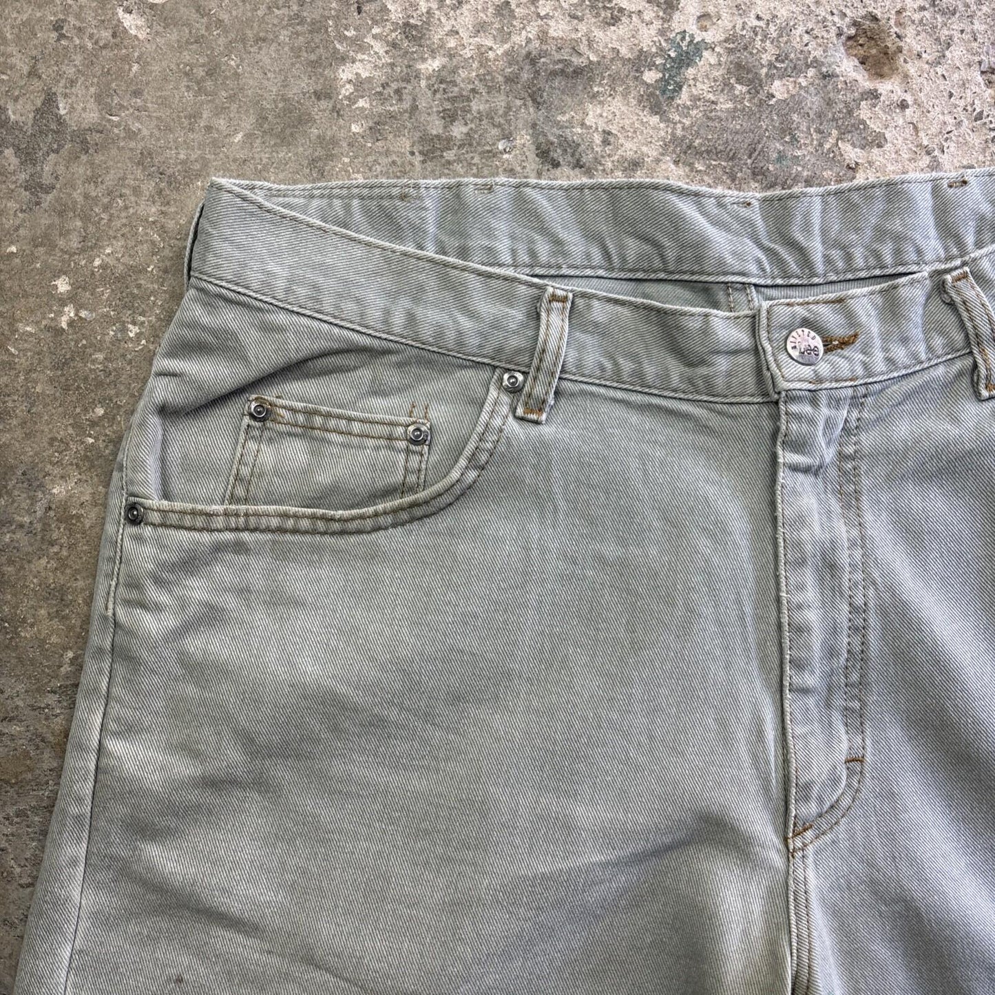 Grey Denim Lee Relaxed Fit Denim Jean Shorts | W38"