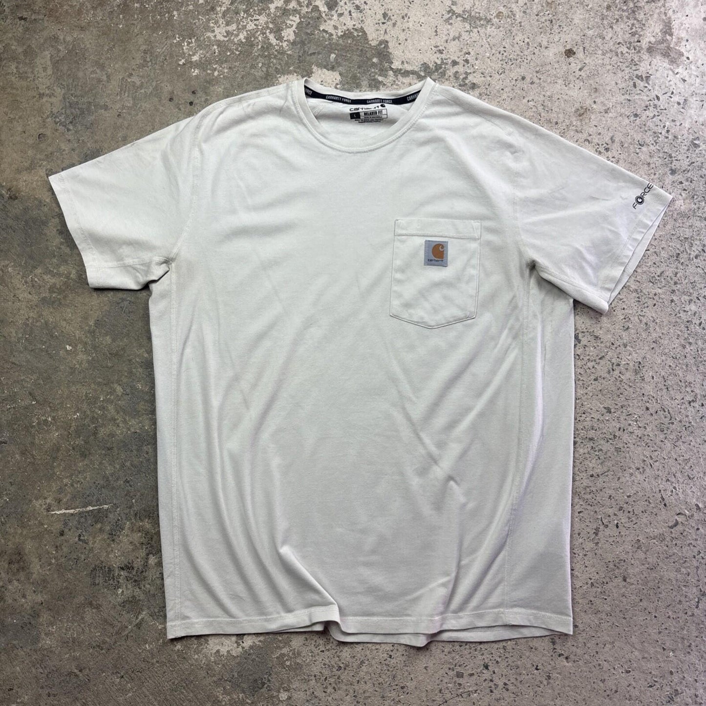 Cream Carhartt Force Relaxed Fit Single Pocket Men’s T-shirt | Size L