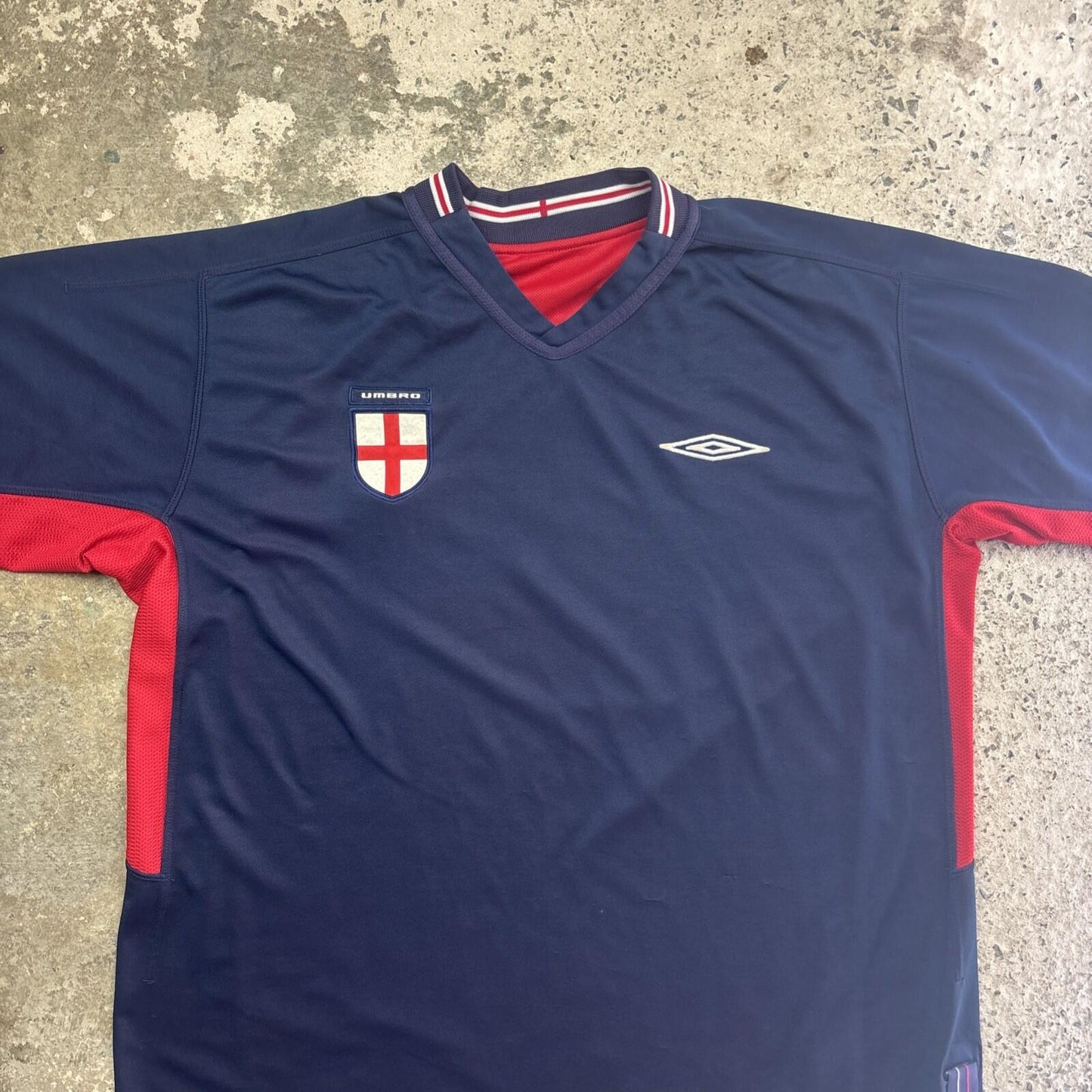 Navy & Red Reversible England Umbro 2002/2004 Football Shirt | Size XL