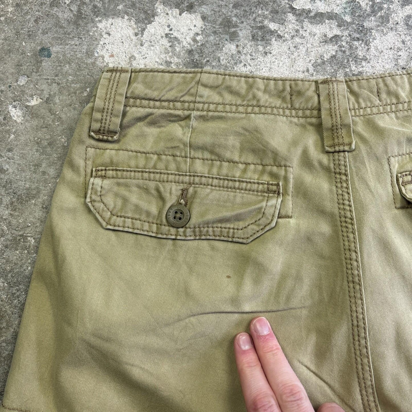 Khaki Green Cotton Lee Cargo Shorts | W30