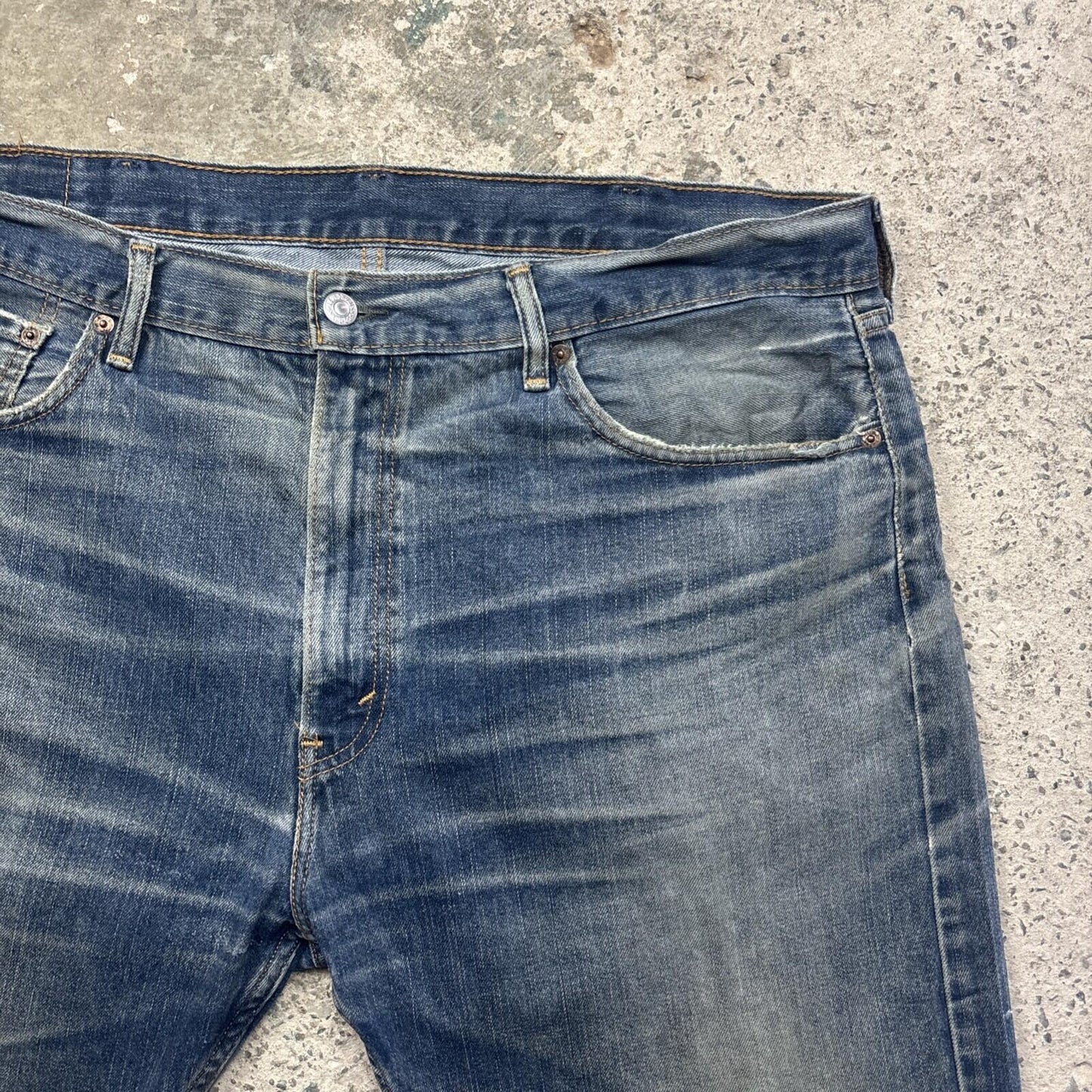 Blue Washed Denim Levi’s Cut Off Jean Shorts | 40"