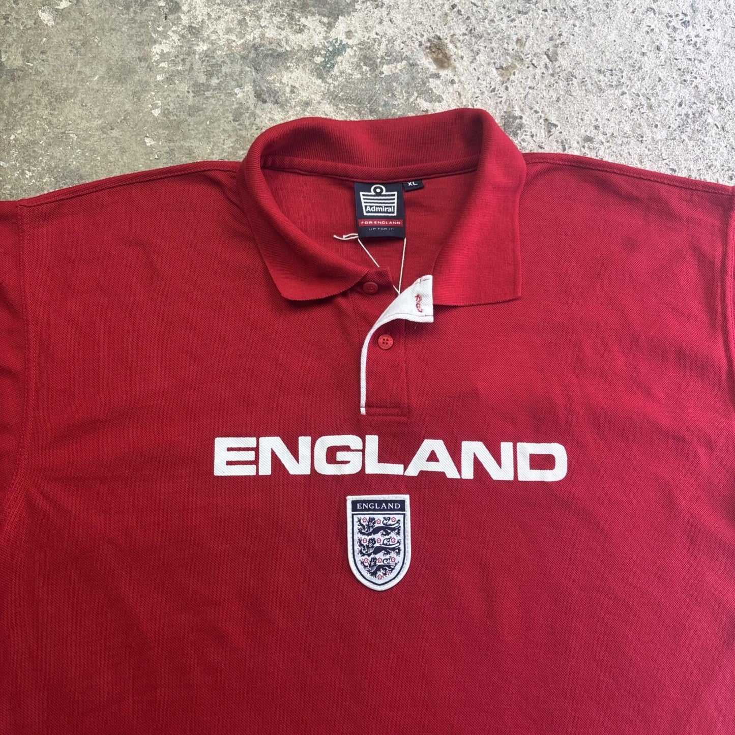 Red England Football Admiral Print Polo Shirt | Size: XL