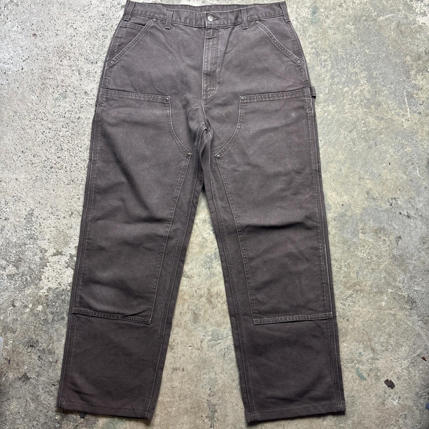 Brown Carhartt Double Knee Men’s Dungaree Fit Trousers | W36L36