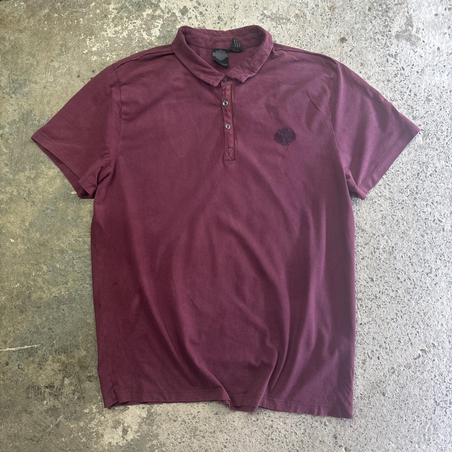 Y2K Burgundy Harley Davidson Polo Shirt | Size XL
