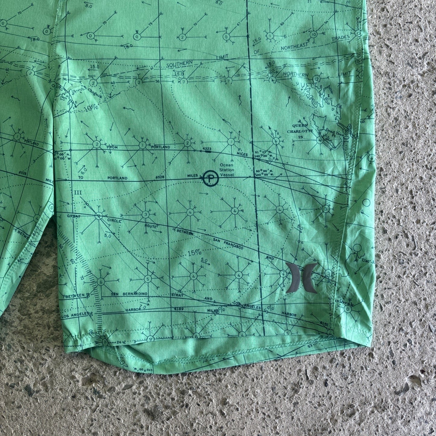 Green Hurley Pattern Print Board Shorts | W40"