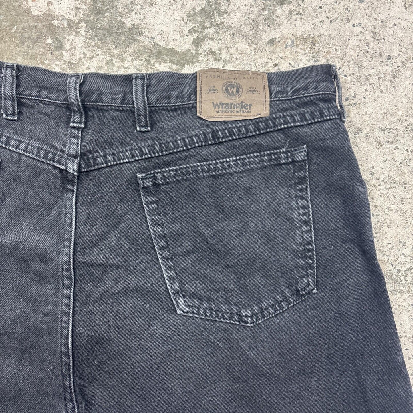 Black Denim Wrangler Cut Off Jean Shorts | W40"
