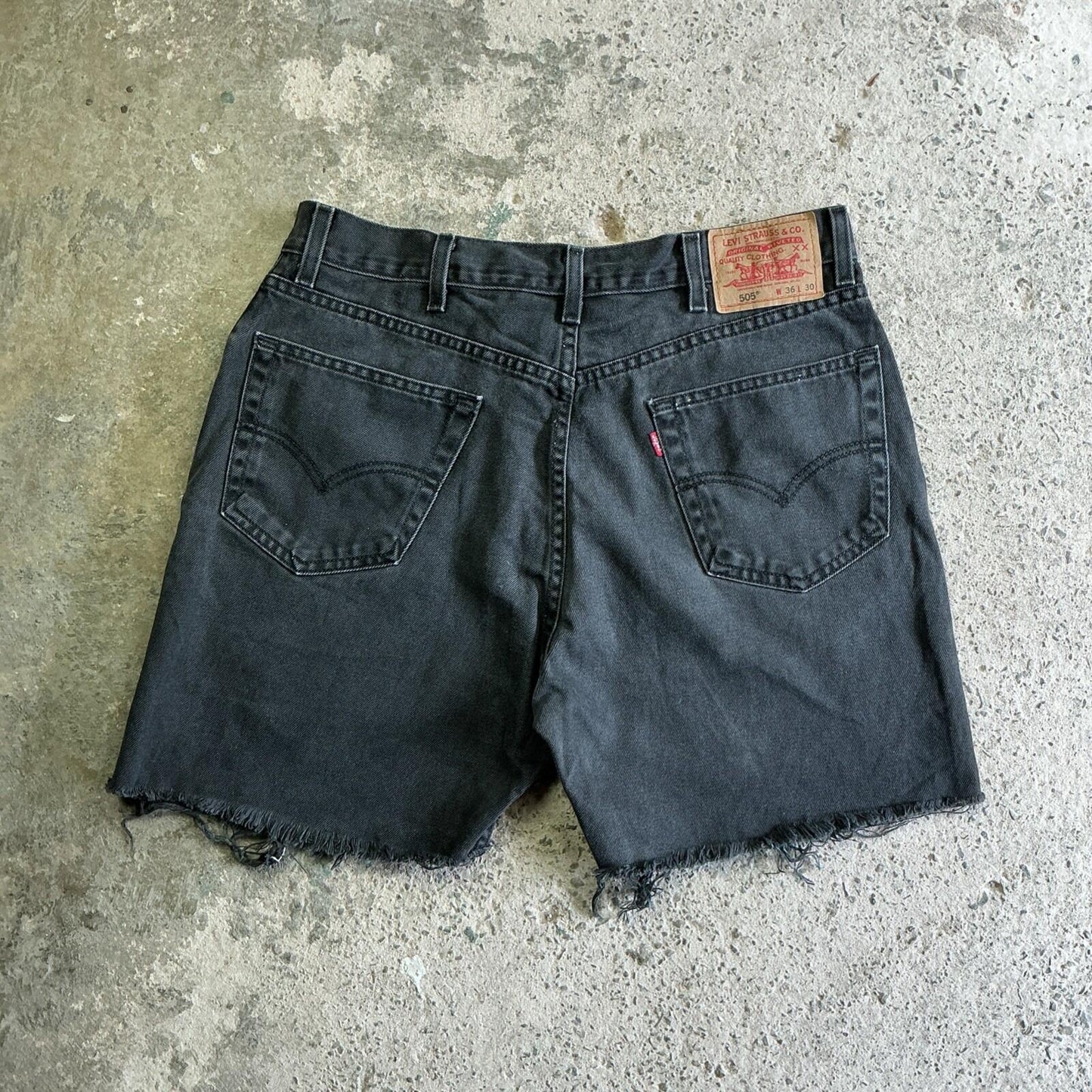 Black Levi’s Denim Jean Shorts with Cut Offs | W36