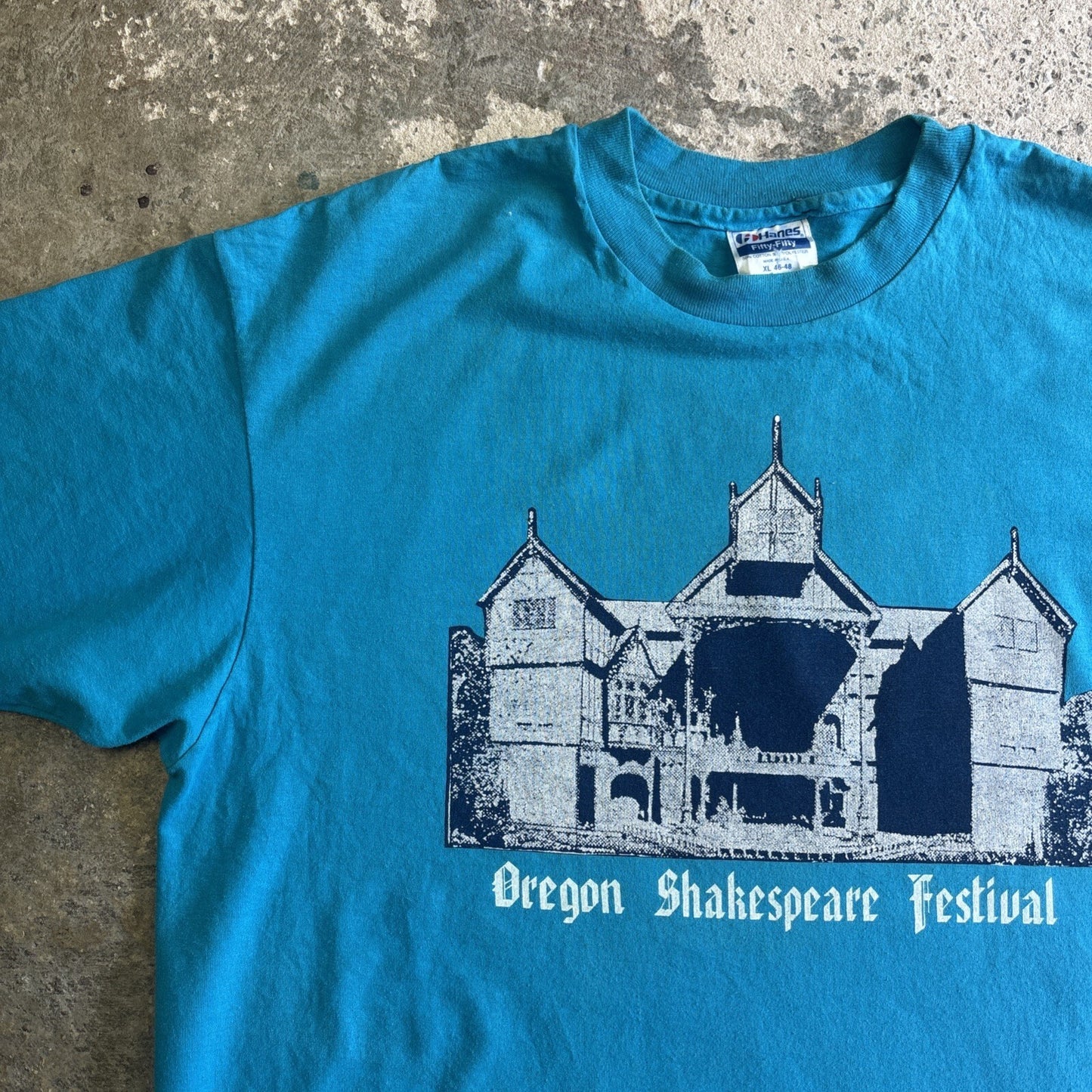 Vibrant Blue Graphic Single Stitch Hanes T-shirt | Size: XL