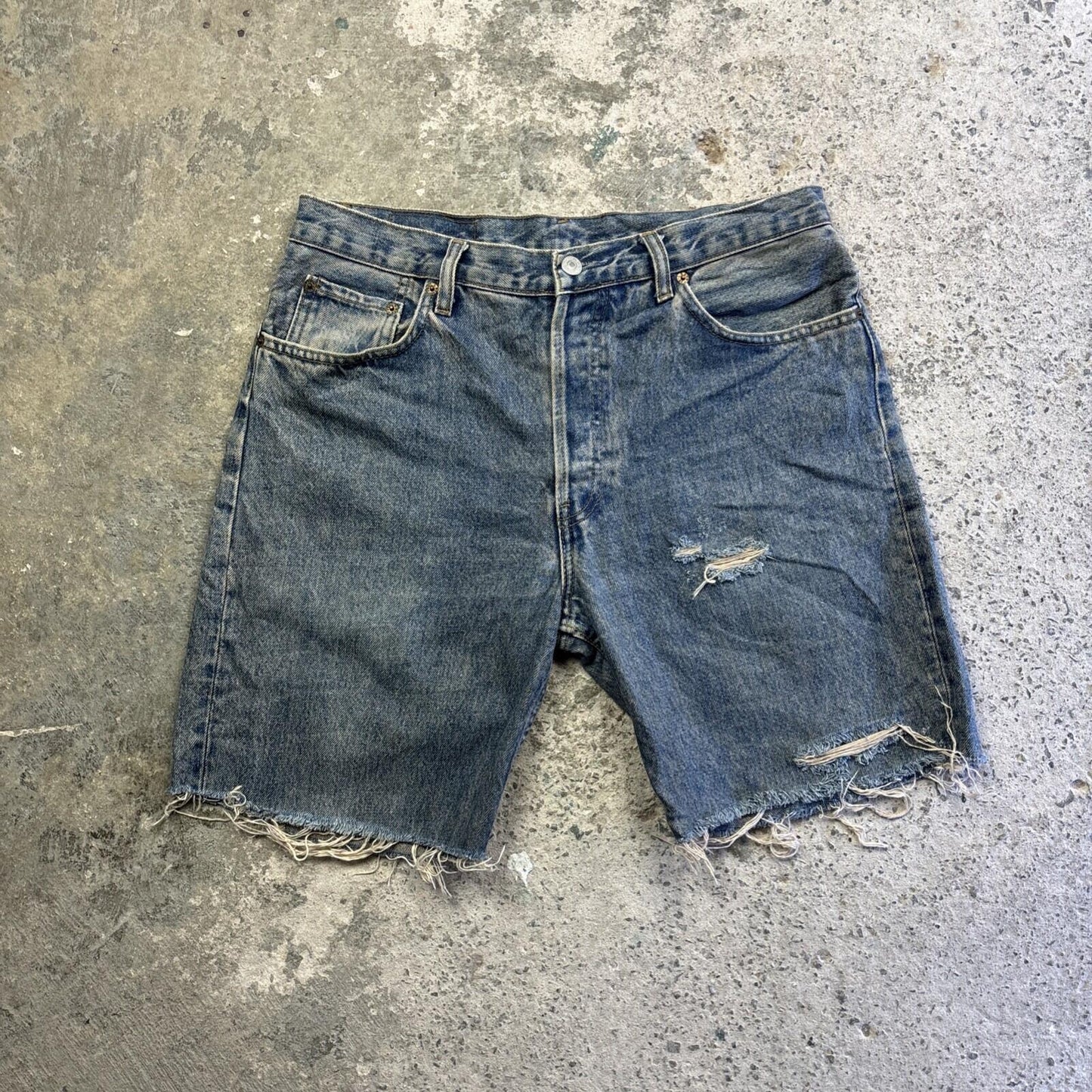 Vintage Blue Levi’s Cut Off Denim Jean Shorts | W33"