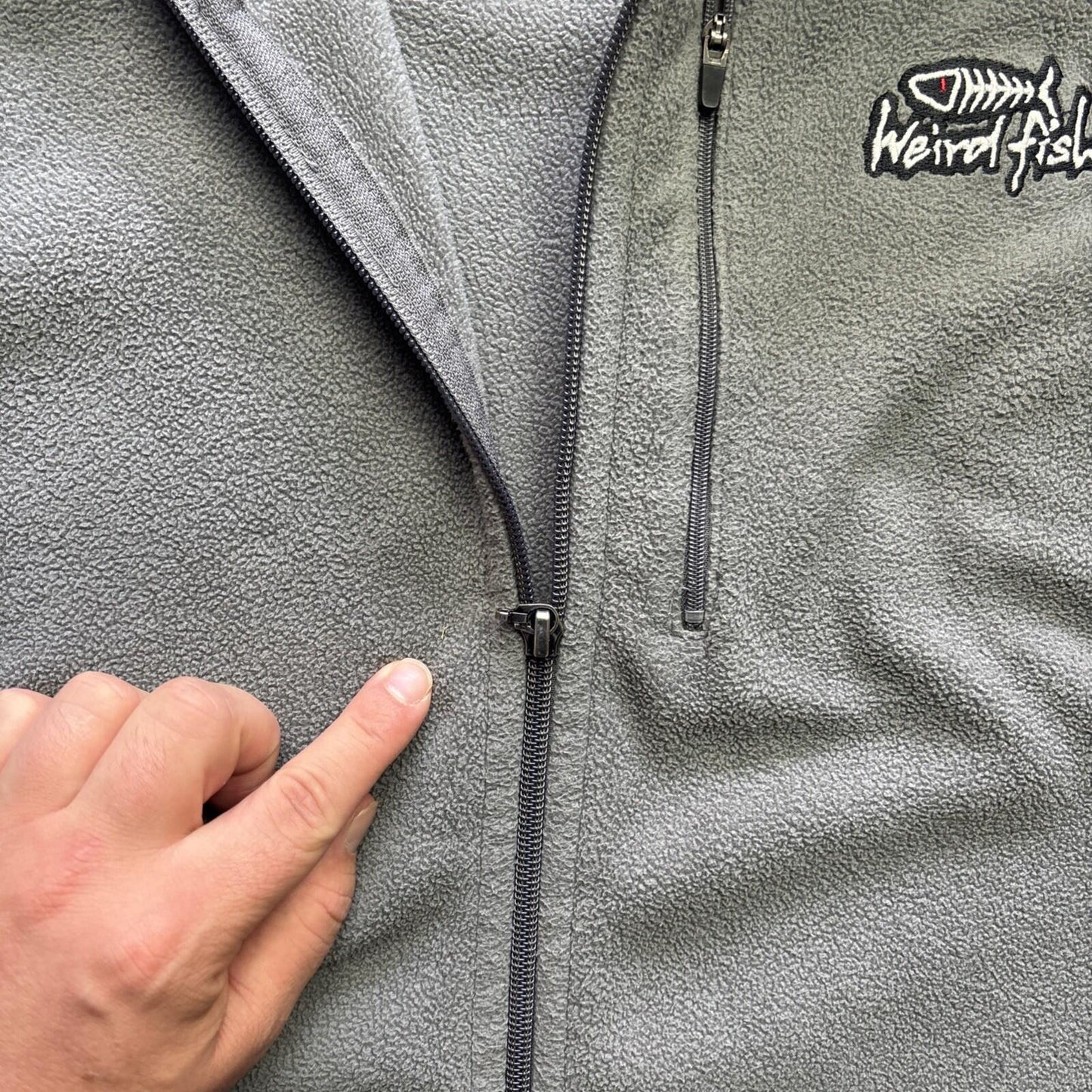 Weird Fish Men's Grey Full Zip Fleece Gilet 00s - M