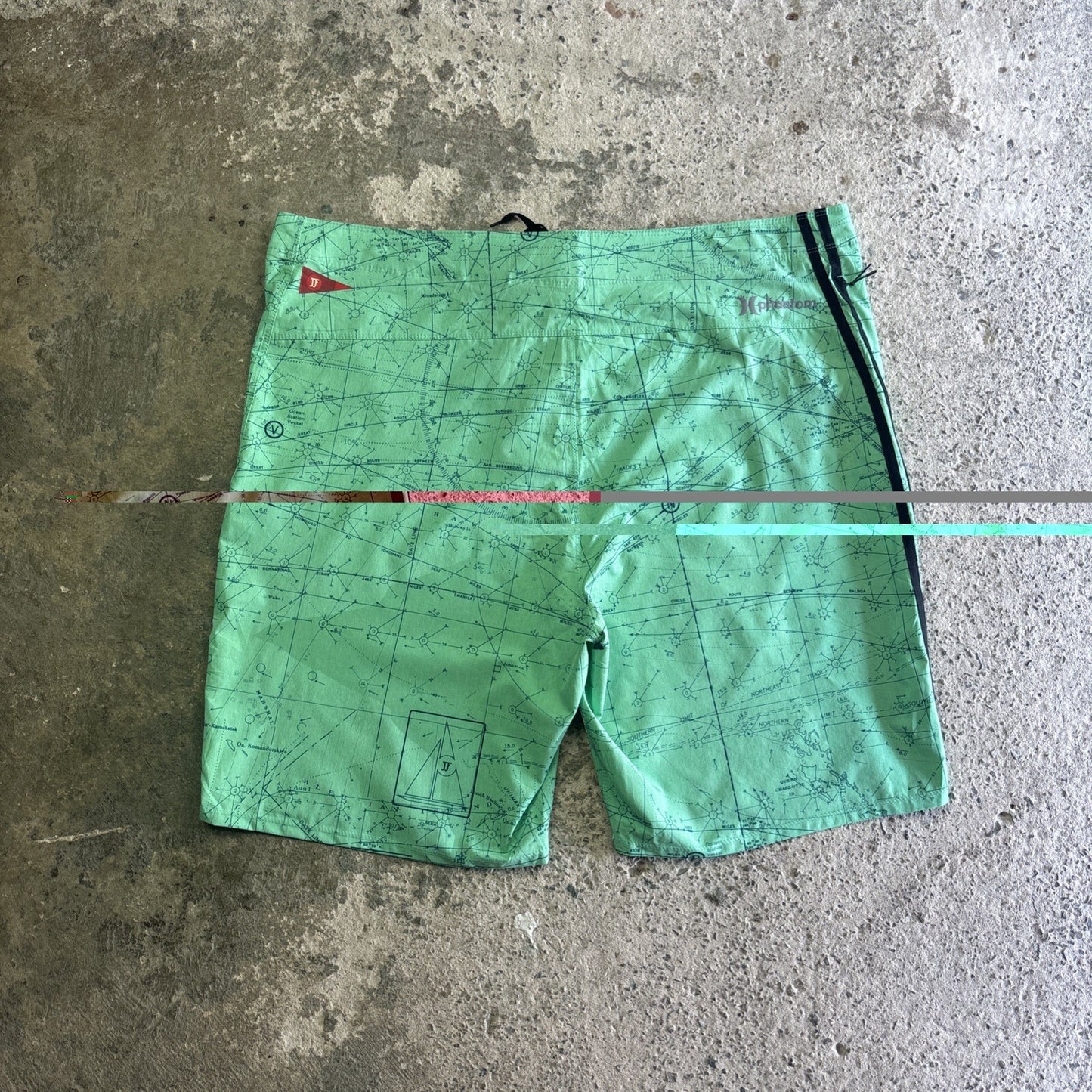Green Hurley Pattern Print Board Shorts | W40"