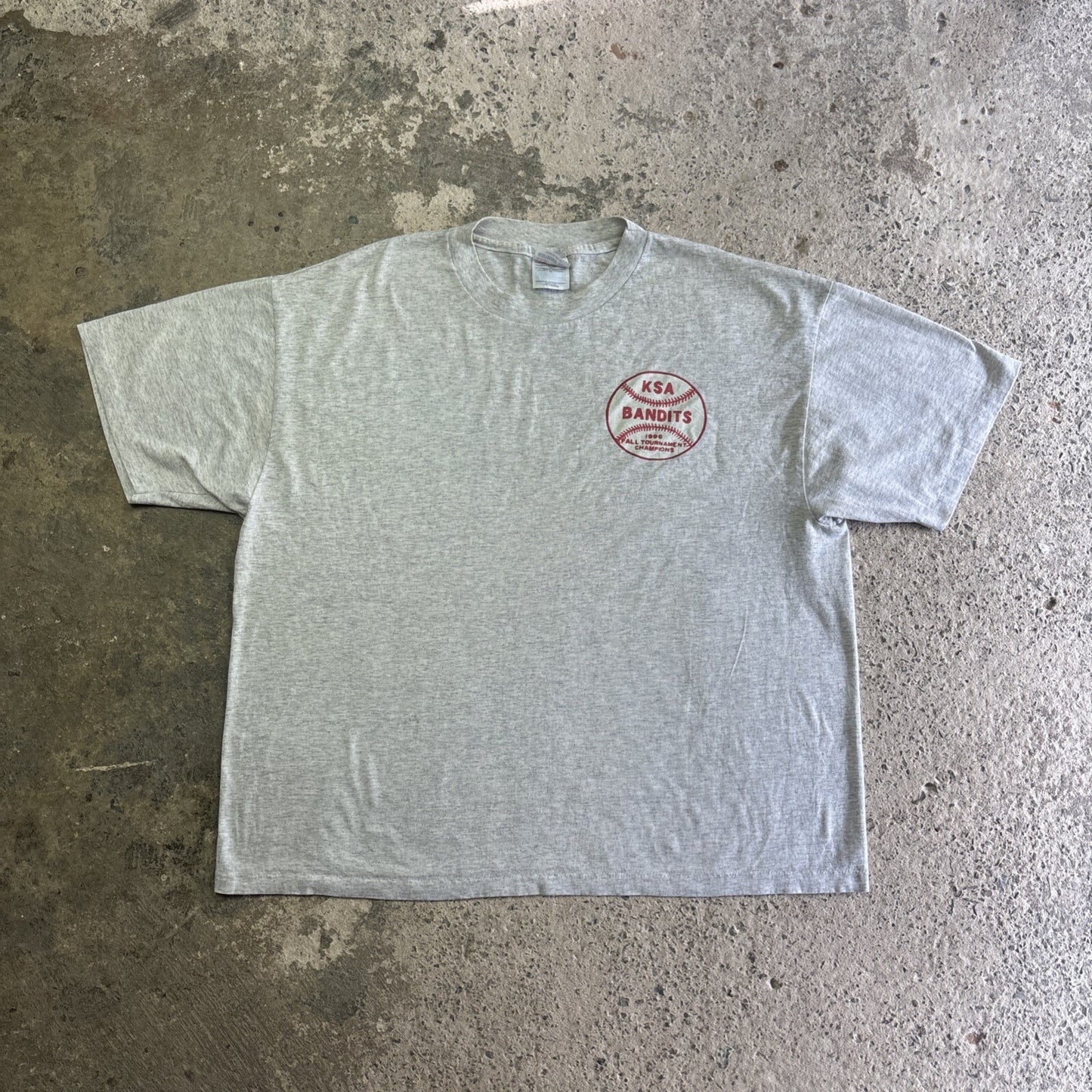 Vintage 90s Grey Graphic Baseball Single Stitch T-shirt | Size: XL