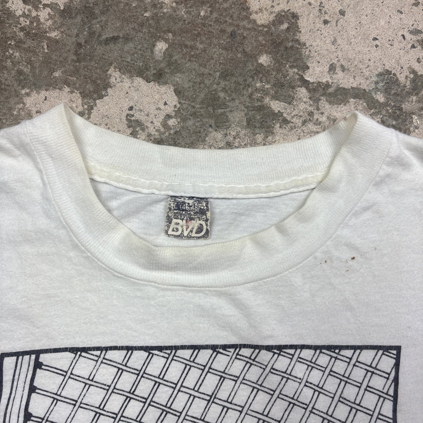 Vintage White Graphic Tennis Single Stitch T-Shirt | Size: L