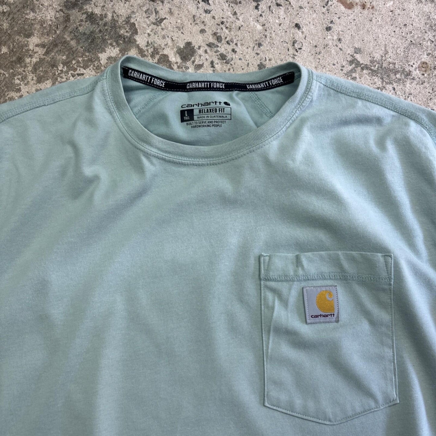 Light Blue Carhartt Force Single Pocket Men’s T-shirt - Size L (Tall)