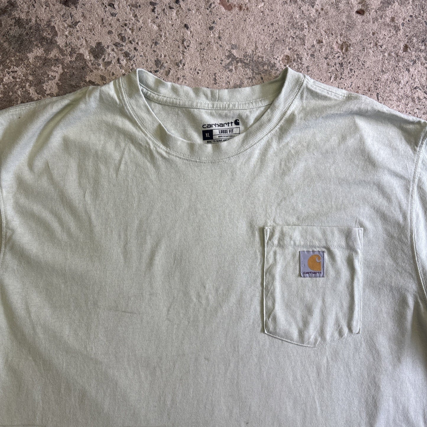 Light Green Carhartt Chest Pocket T-Shirt W/ Embroidered Logo | Size: XL
