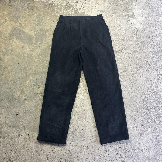 Black Corduroy George Straight Trousers | W30