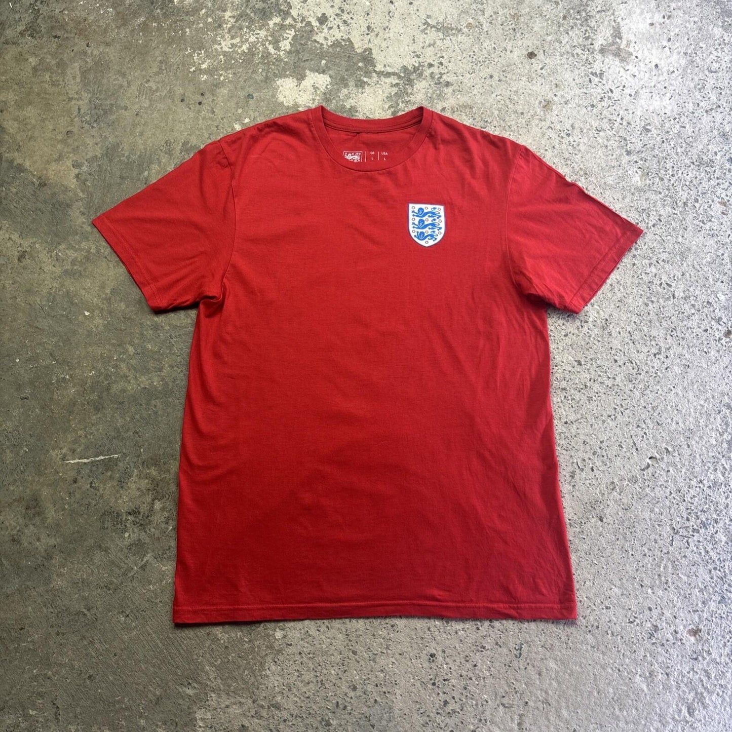 Red England Football Logo Print T-shirt | Size L
