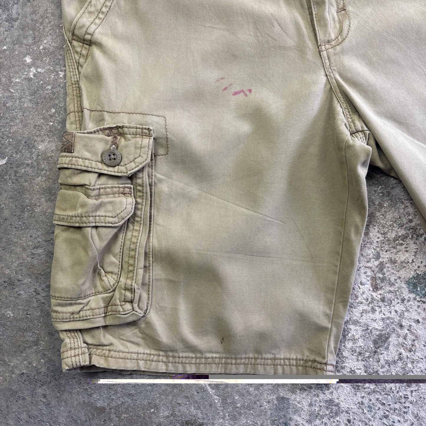Khaki Green Cotton Lee Cargo Shorts | W30