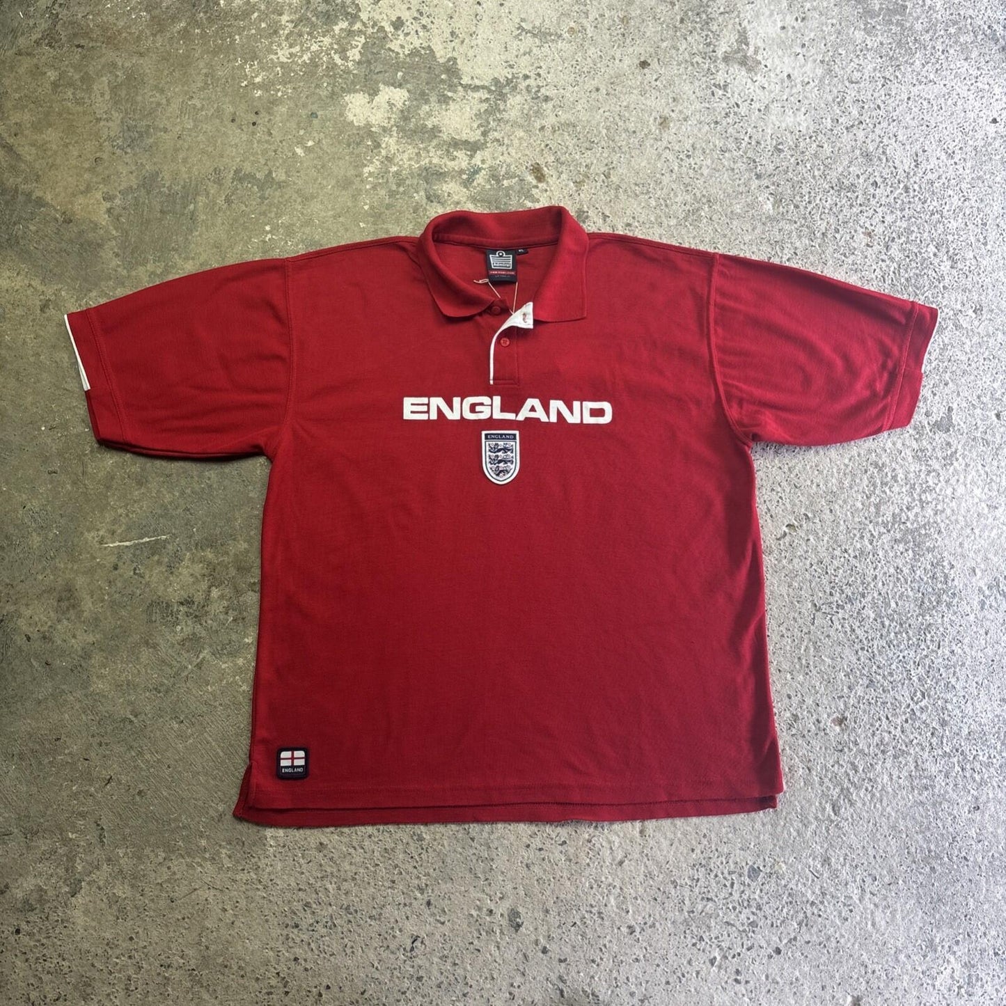 Red England Football Admiral Print Polo Shirt | Size: XL