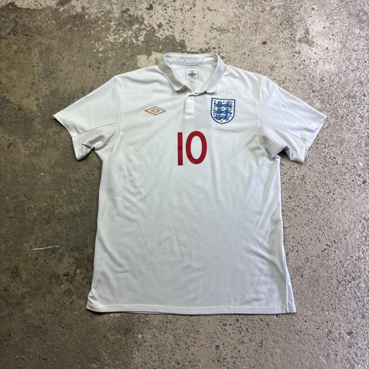 White Umbro 2009/10 England Rooney Football Shirt | Size L