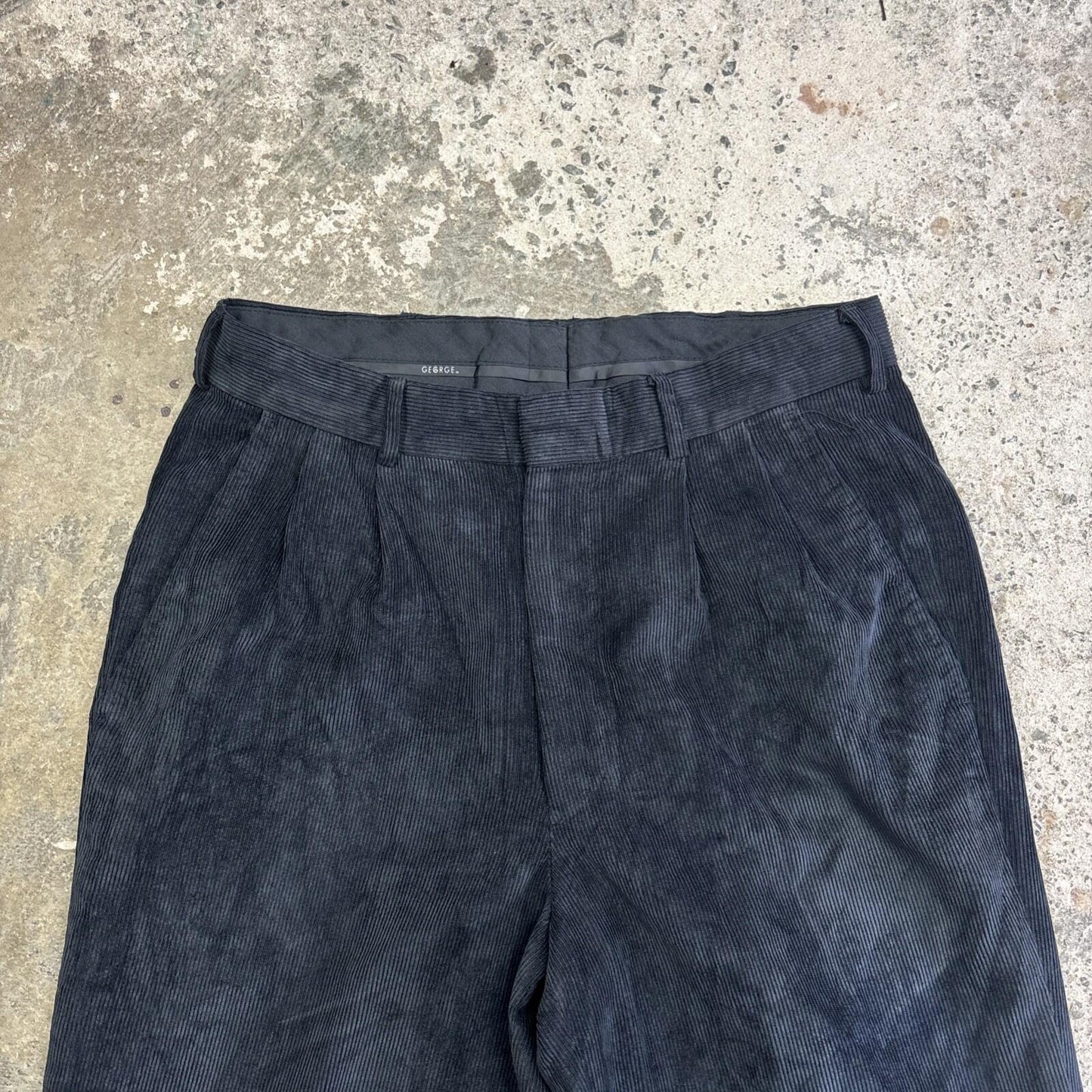Black Corduroy George Straight Trousers | W30