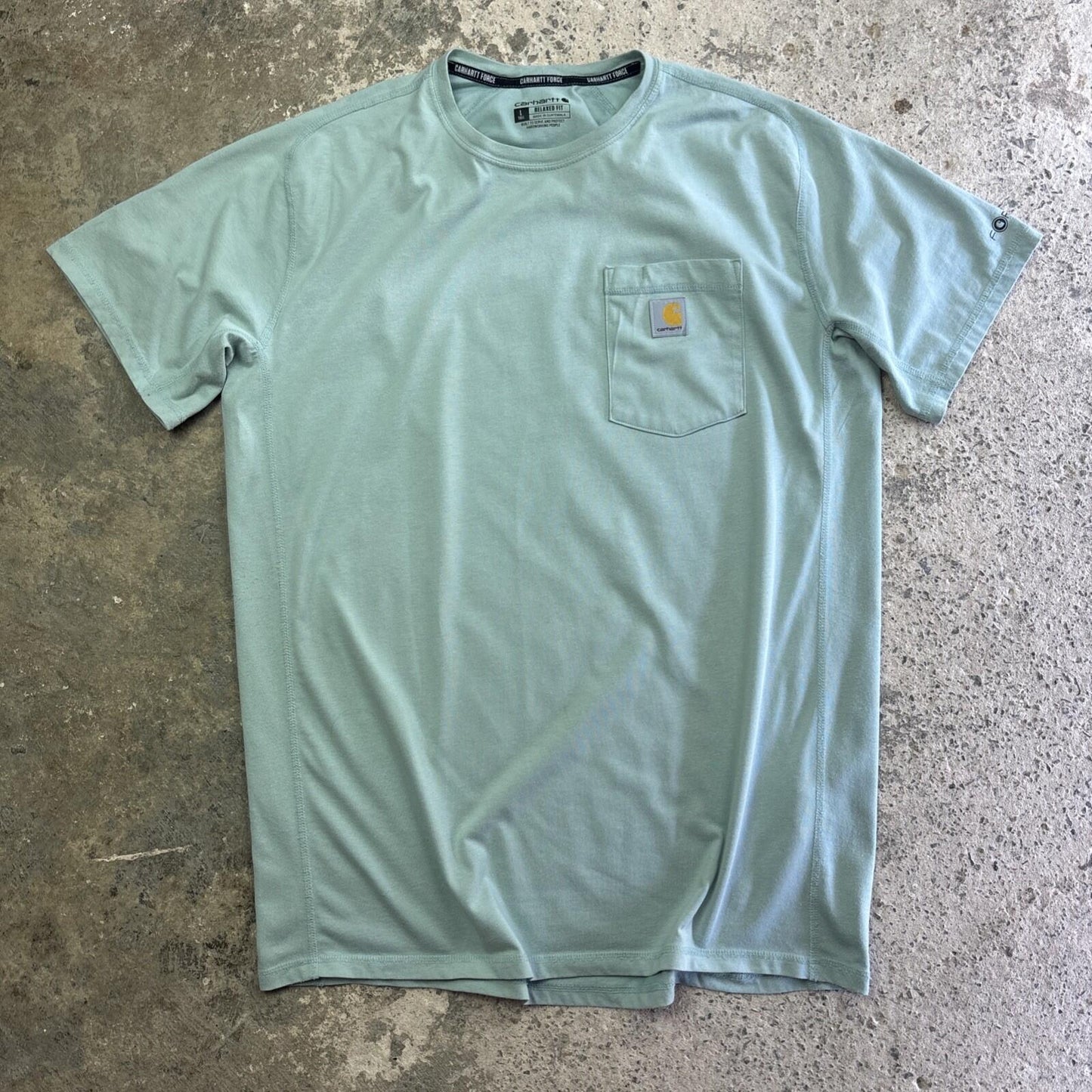 Light Blue Carhartt Force Single Pocket Men’s T-shirt - Size L (Tall)