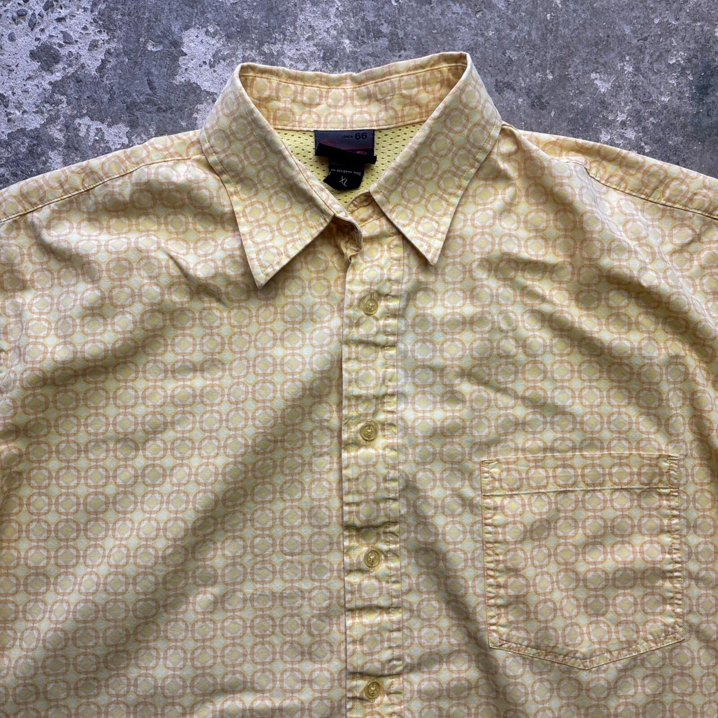Vintage Yellow Patterned Vans Men’s Short Sleeved Shirt - XL