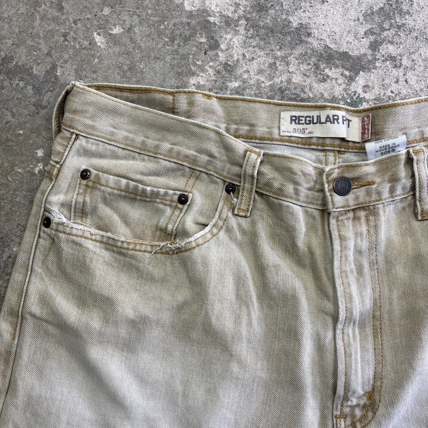 Tan Levi’s 505 Cut Off Denim Jean Shorts | W38"
