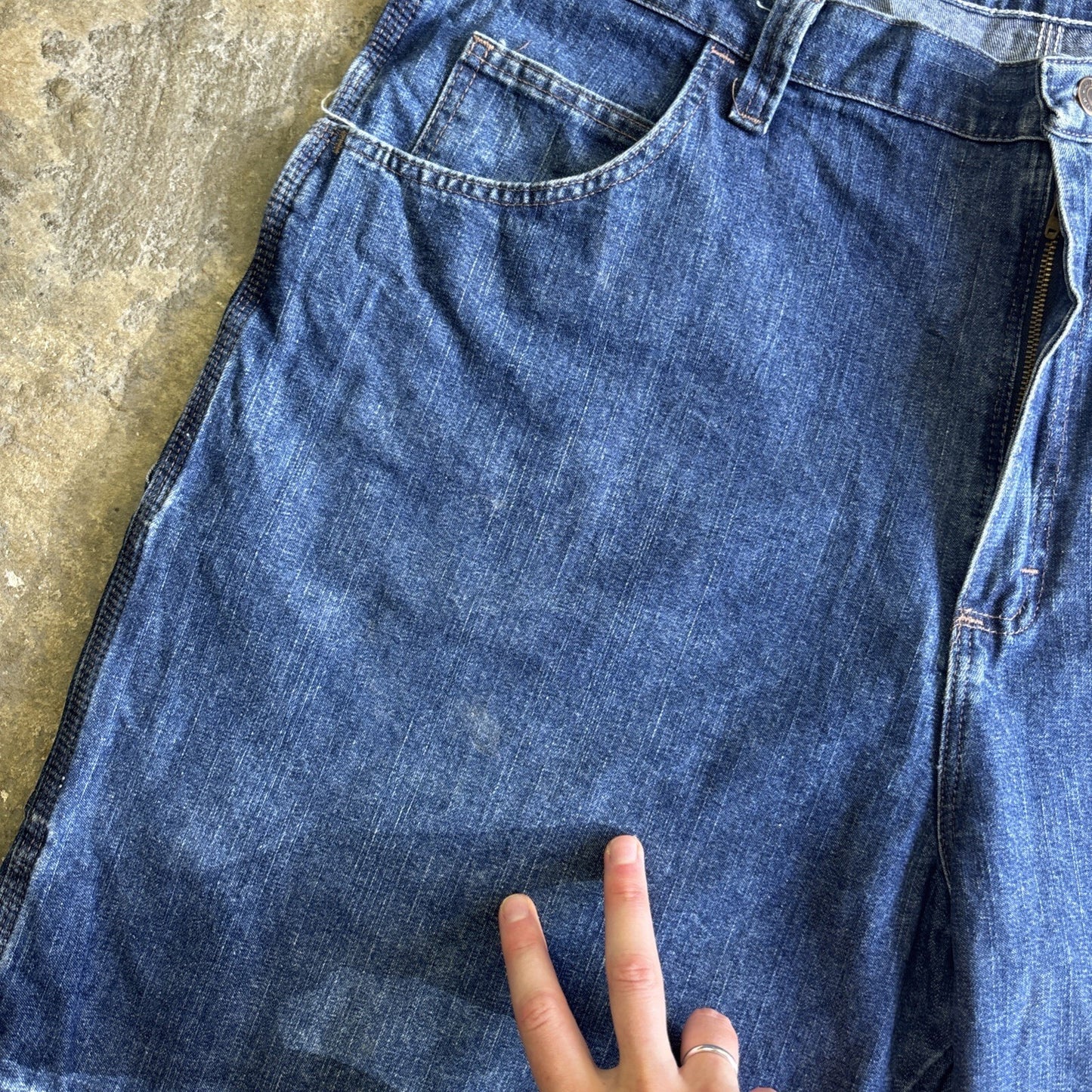 Blue Denim Wrangler Carpenter Jean Shorts | W42"