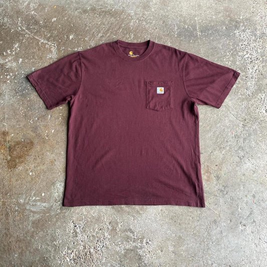 Burgundy Carhartt Single Pocket T-Shirt - L