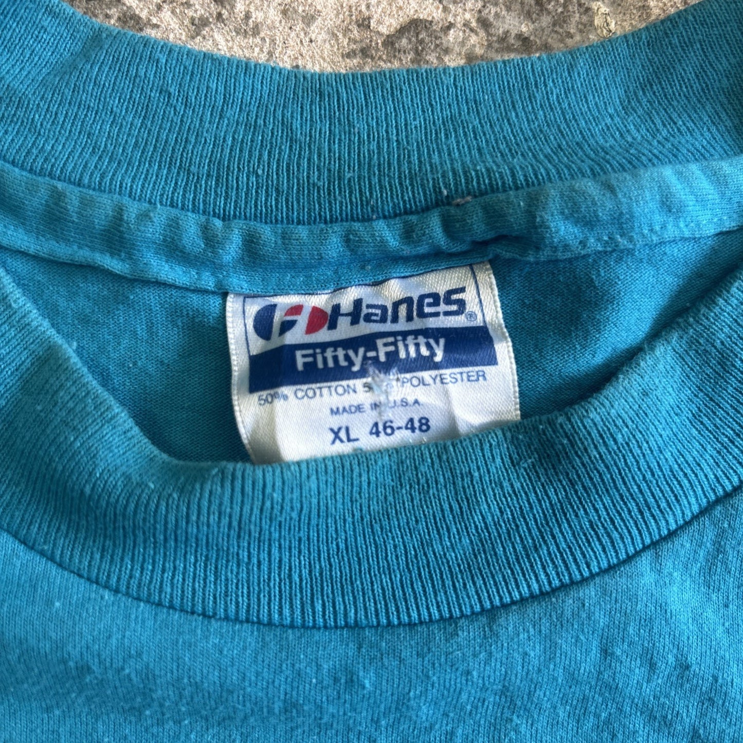 Vibrant Blue Graphic Single Stitch Hanes T-shirt | Size: XL