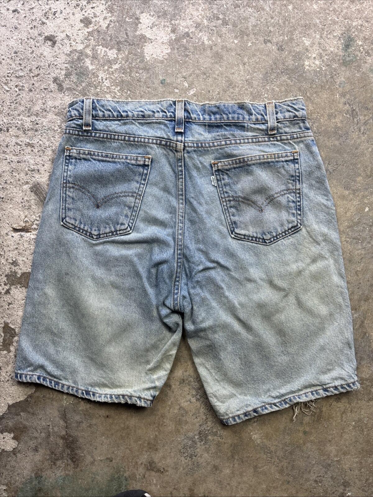 Distressed Vintage Levi’s 505 Blue Denim Shorts Made In USA - W34