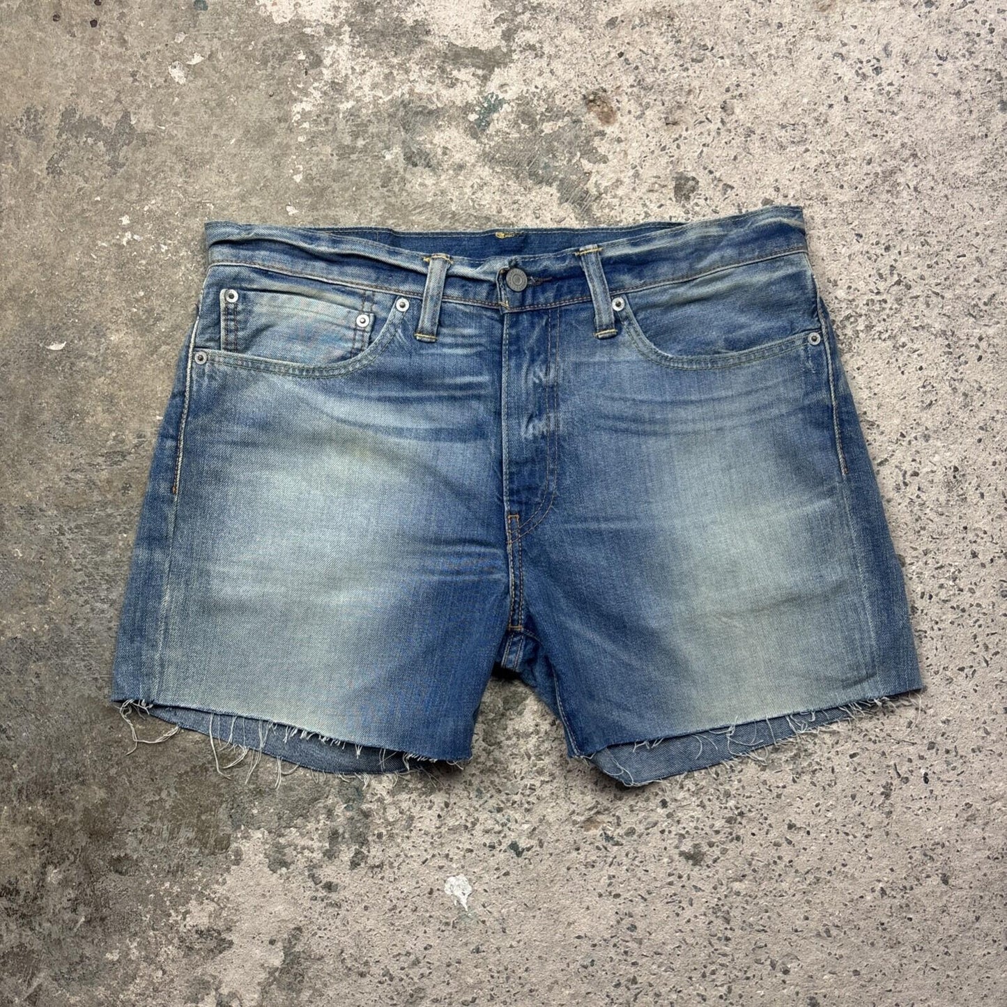 Faded Blue Denim Levi’s 511 Cut Off Jean Shorts | W34"