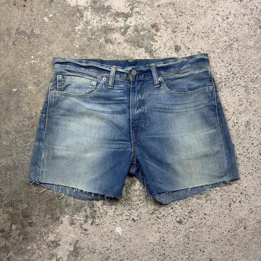 Faded Blue Denim Levi’s 511 Cut Off Jean Shorts | W34"