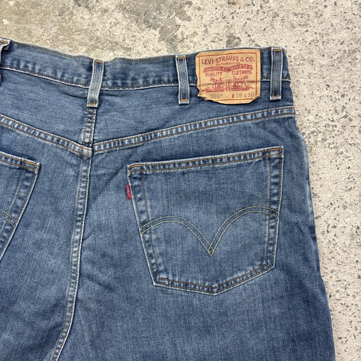Blue Denim Levi’s 559 Relaxed Cut Off Jean Shorts | W38"