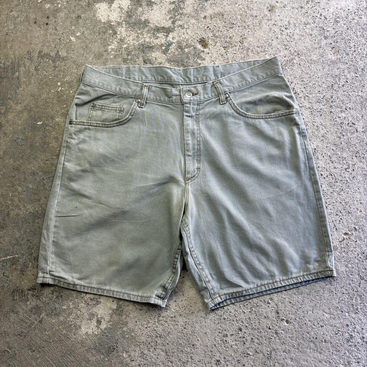 Grey Denim Lee Relaxed Fit Denim Jean Shorts | W38"